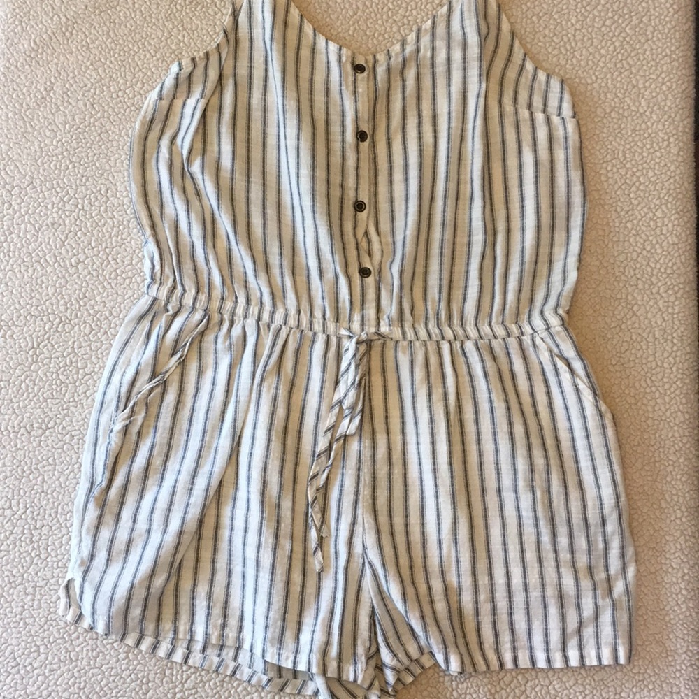 Striped cotton romper